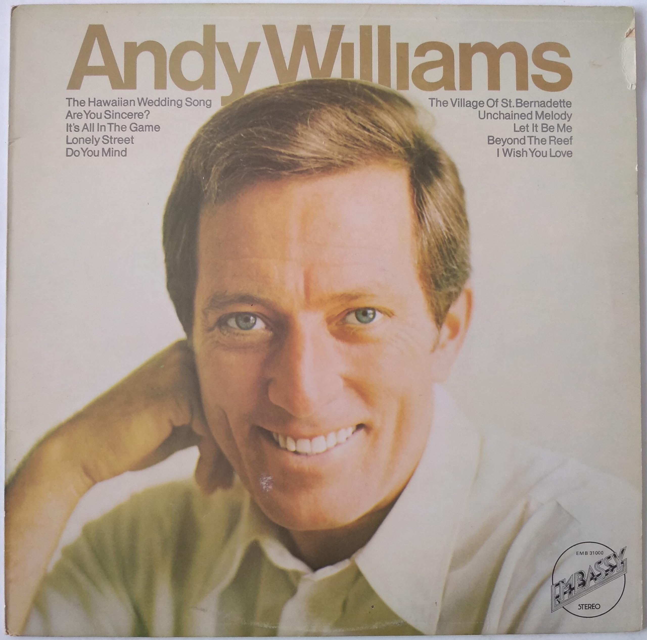 Andy Williams (Embassy 1973) 12" vinyl LP VG/VG