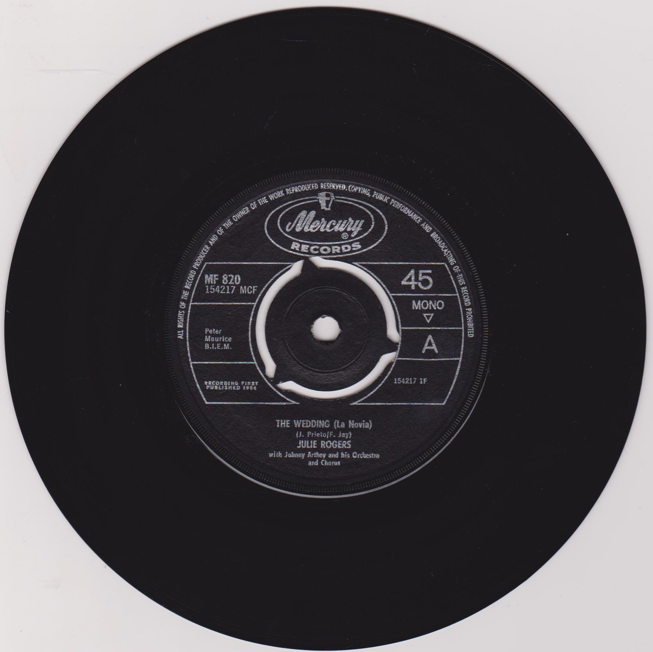 Julie Rogers - The Wedding (La Novia) (Mercury 1964) 7" vinyl single VG/-