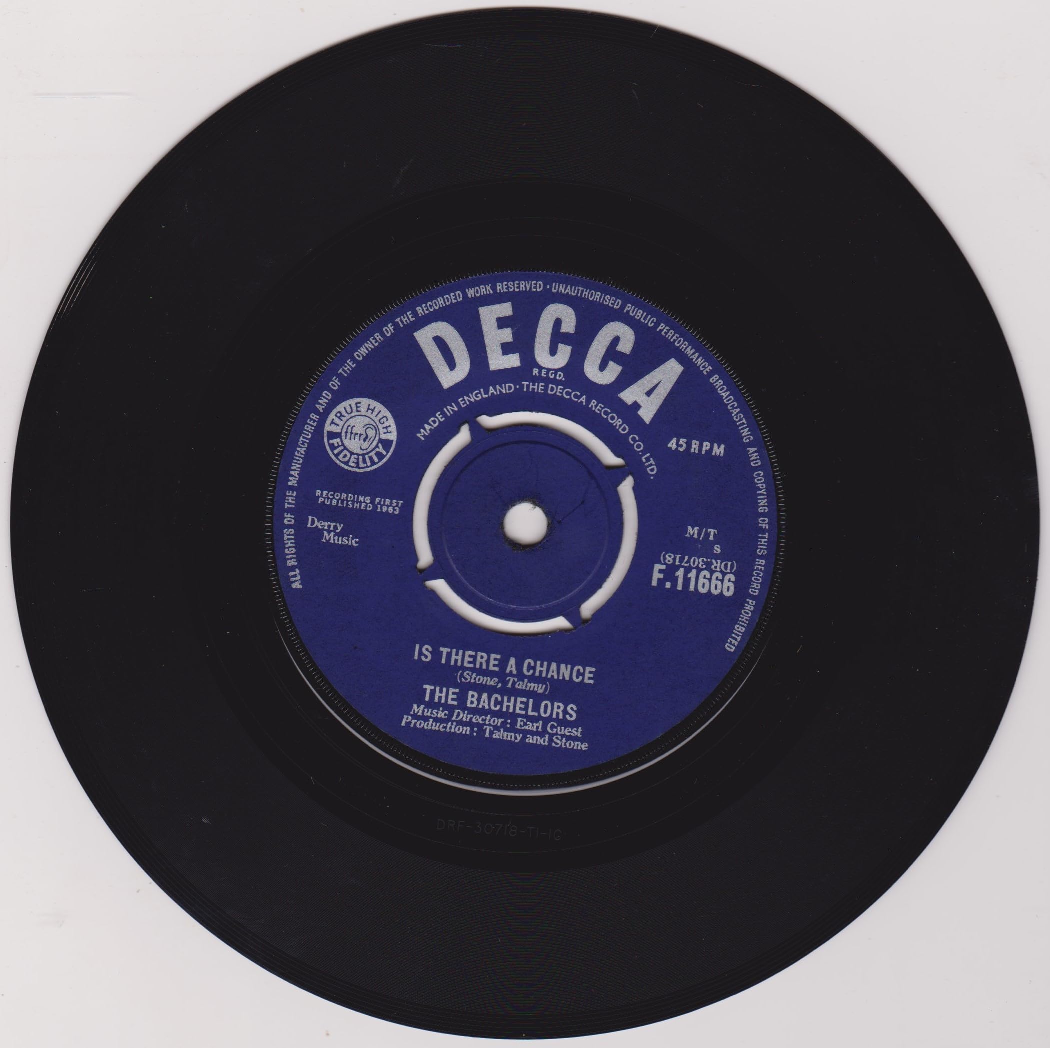 The Bachelors ‎– Faraway Places (Decca 1963) 7" vinyl single VG/-