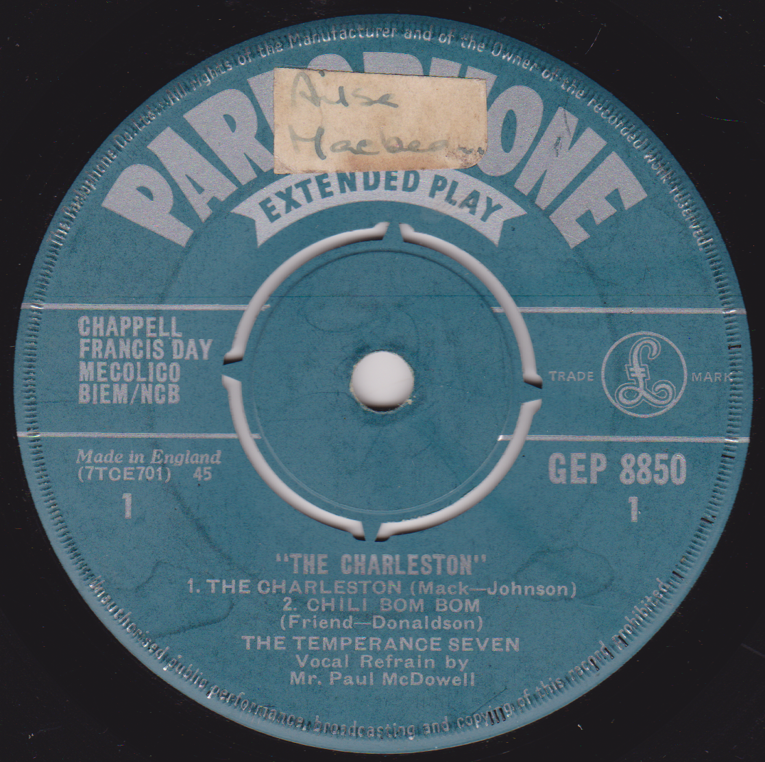The Temperance Seven – The Charleston And Other Selections (Parlophone 1961) 7" vinyl EP VG/-