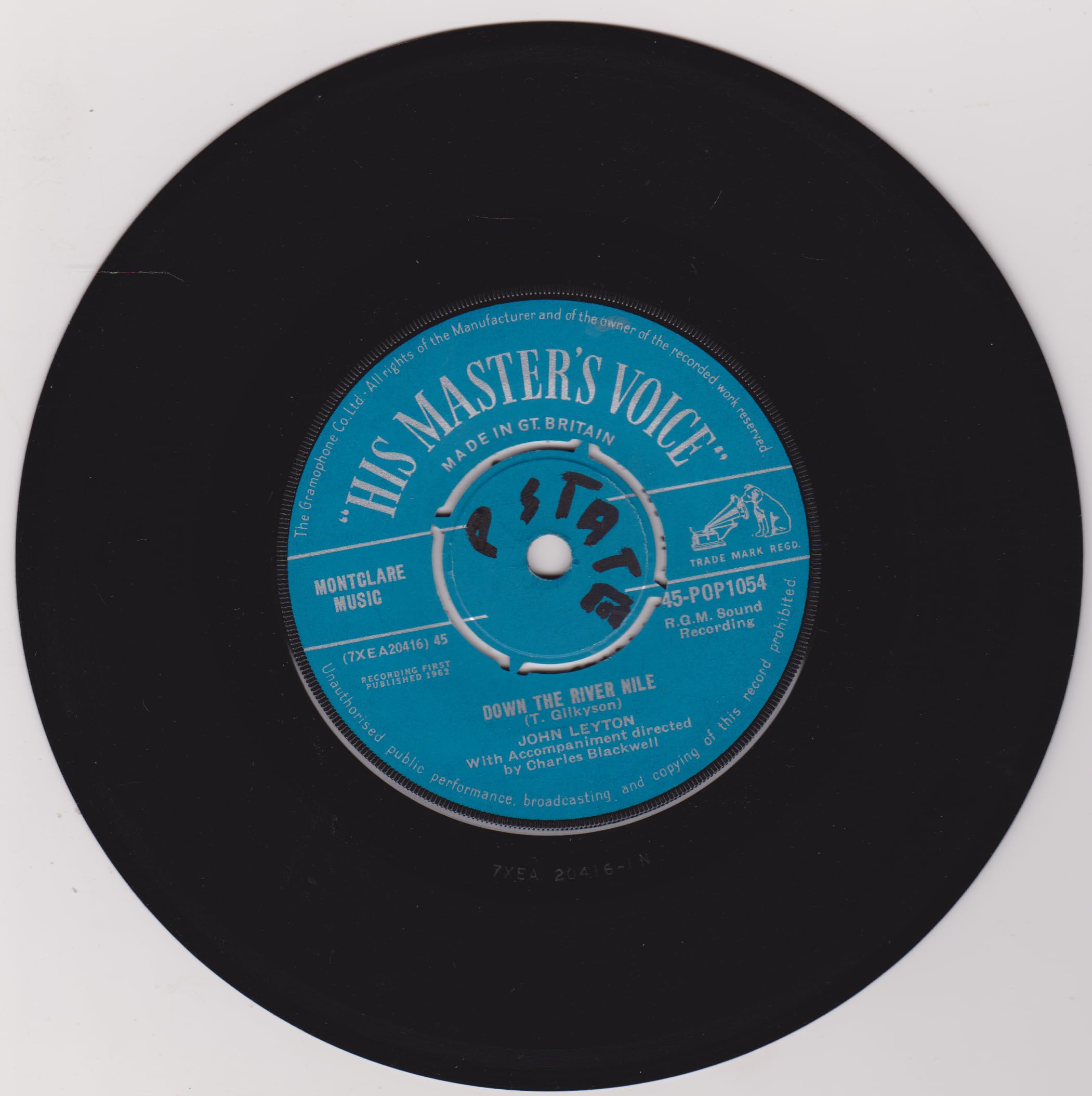 John Leyton – Down The River Nile (HMV 1962) 7" vinyl single VG/-