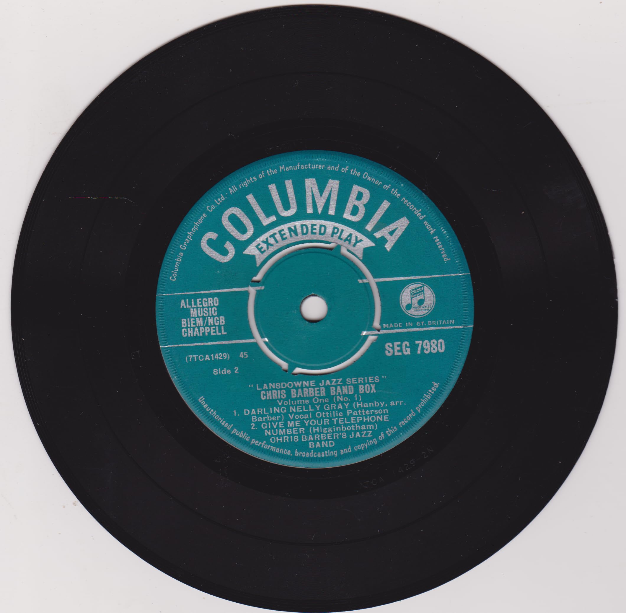 Chris Barber's Jazz Band With Ottilie Patterson – Chris Barber Band Box Vol. 1 No. 1 (1959) 7" vinyl EP VG/VG