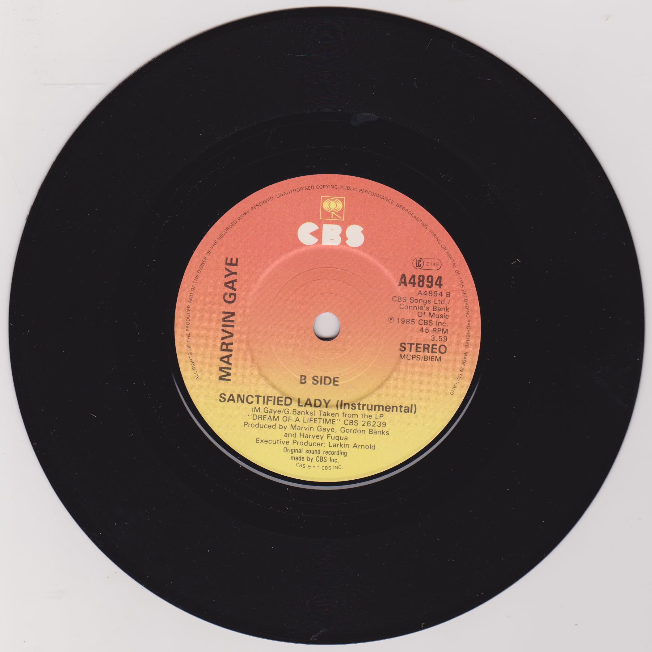 Marvin Gaye – Sanctified Lady (CBS 1985) 7" vinyl single VG/-