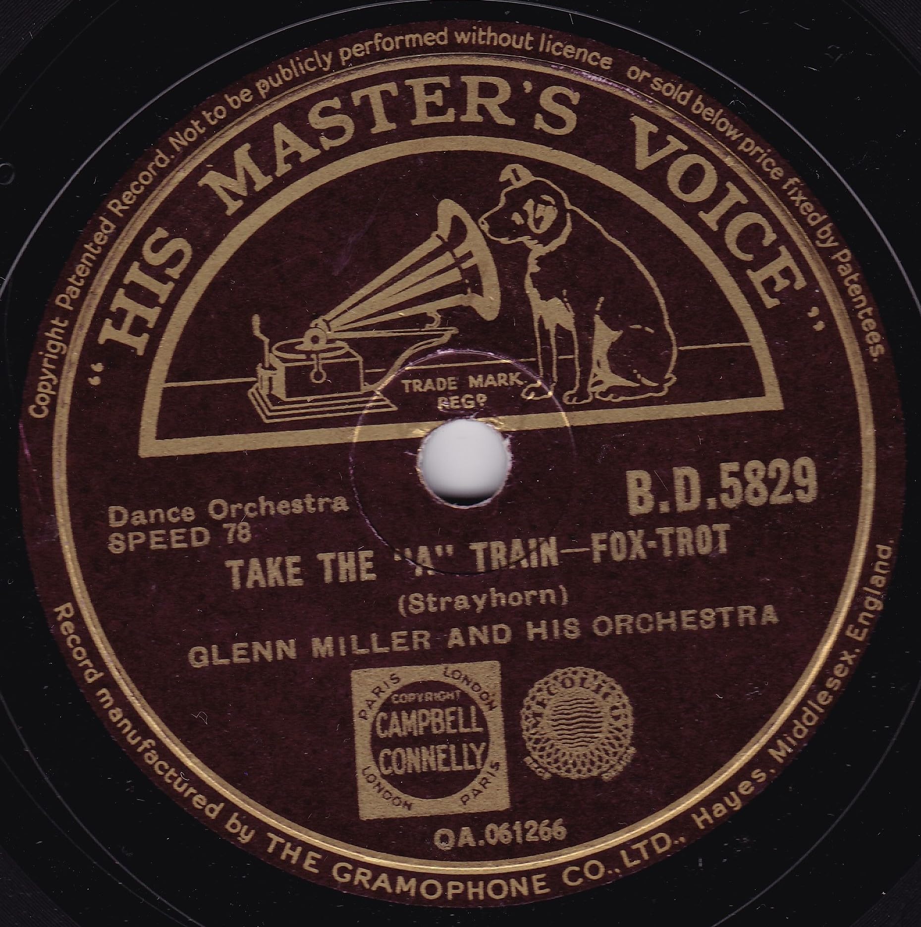 Glenn Miller And His Orchestra – Take The "A” Train (HMV 1944) 10" 78 RPM shellac single VG/-