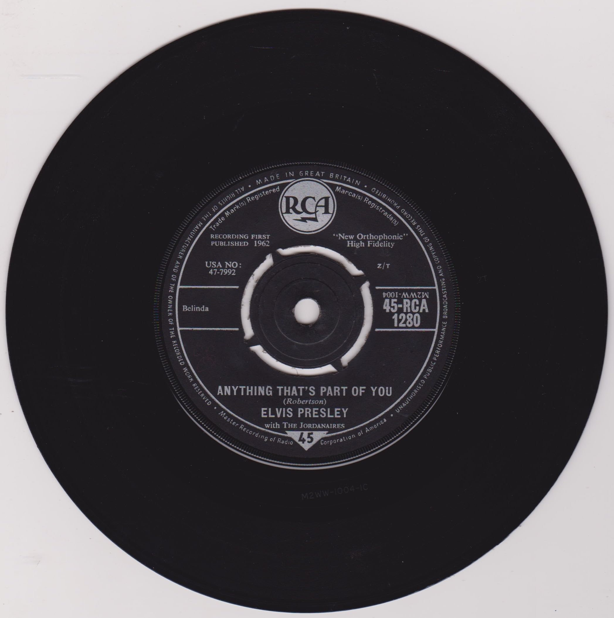 Elvis Presley ‎– Good Luck Charm (RCA 1962) 7" vinyl single VG/VG
