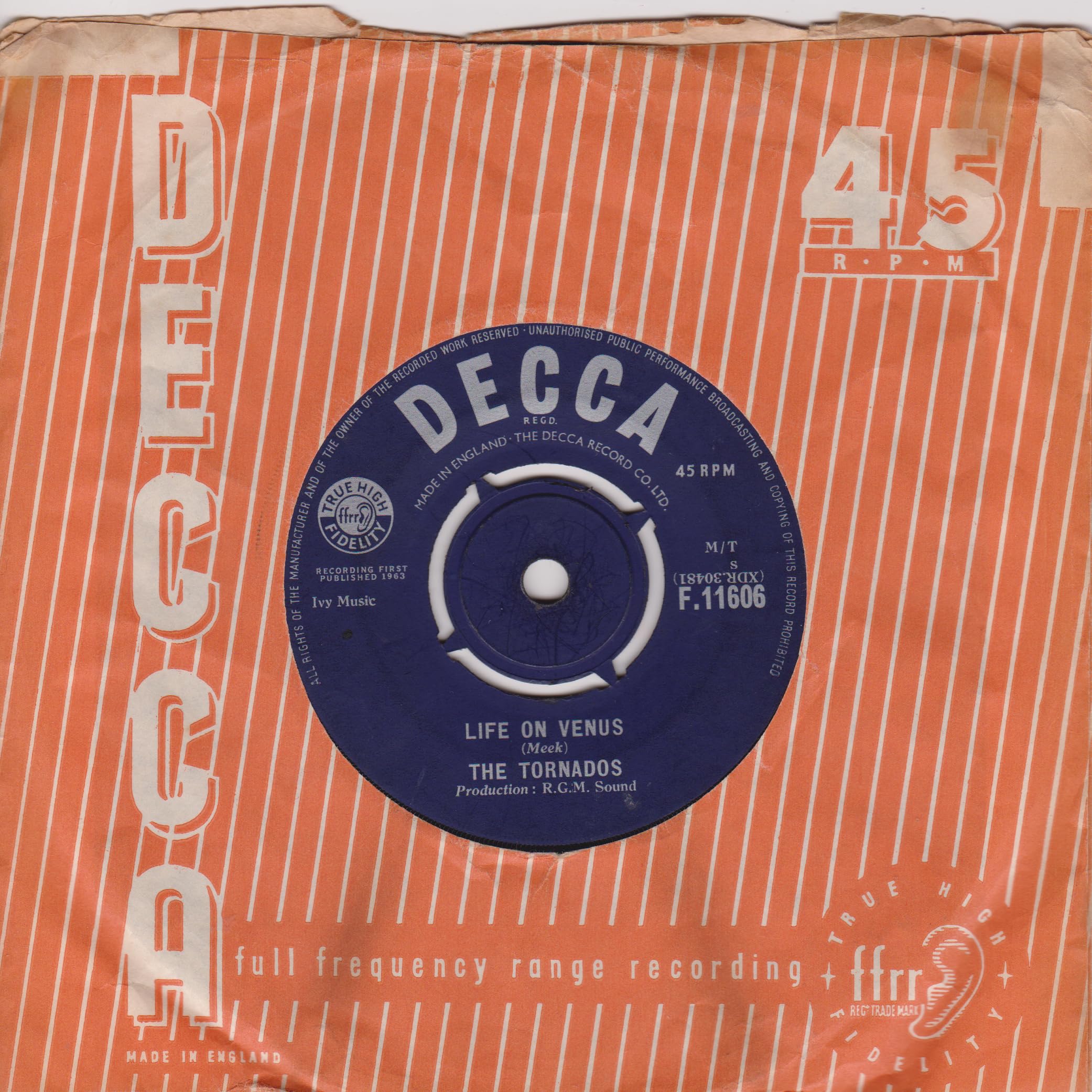 The Tornados - Robot (Decca 1963) 7" vinyl single VG/VG