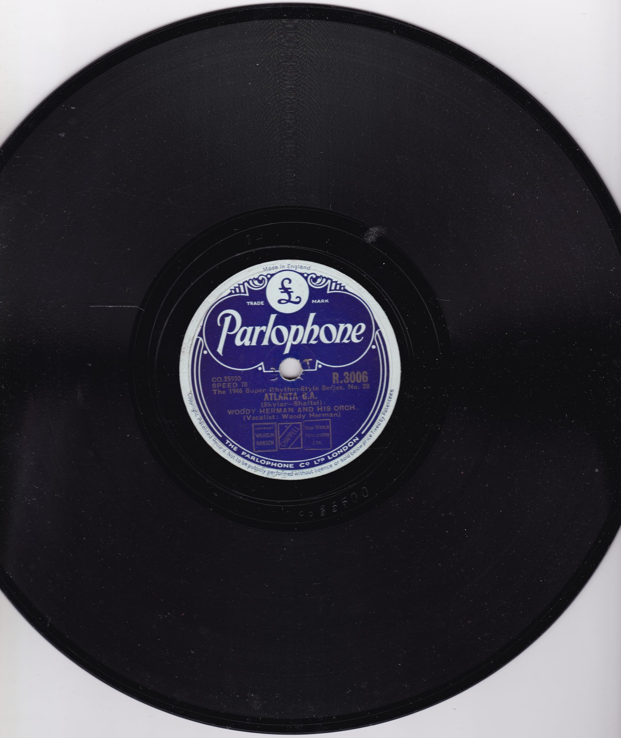 Woody Herman and His Orchestra - Wild Root (Parlophone 1948) 10! 78 RPM shellac single VG/G