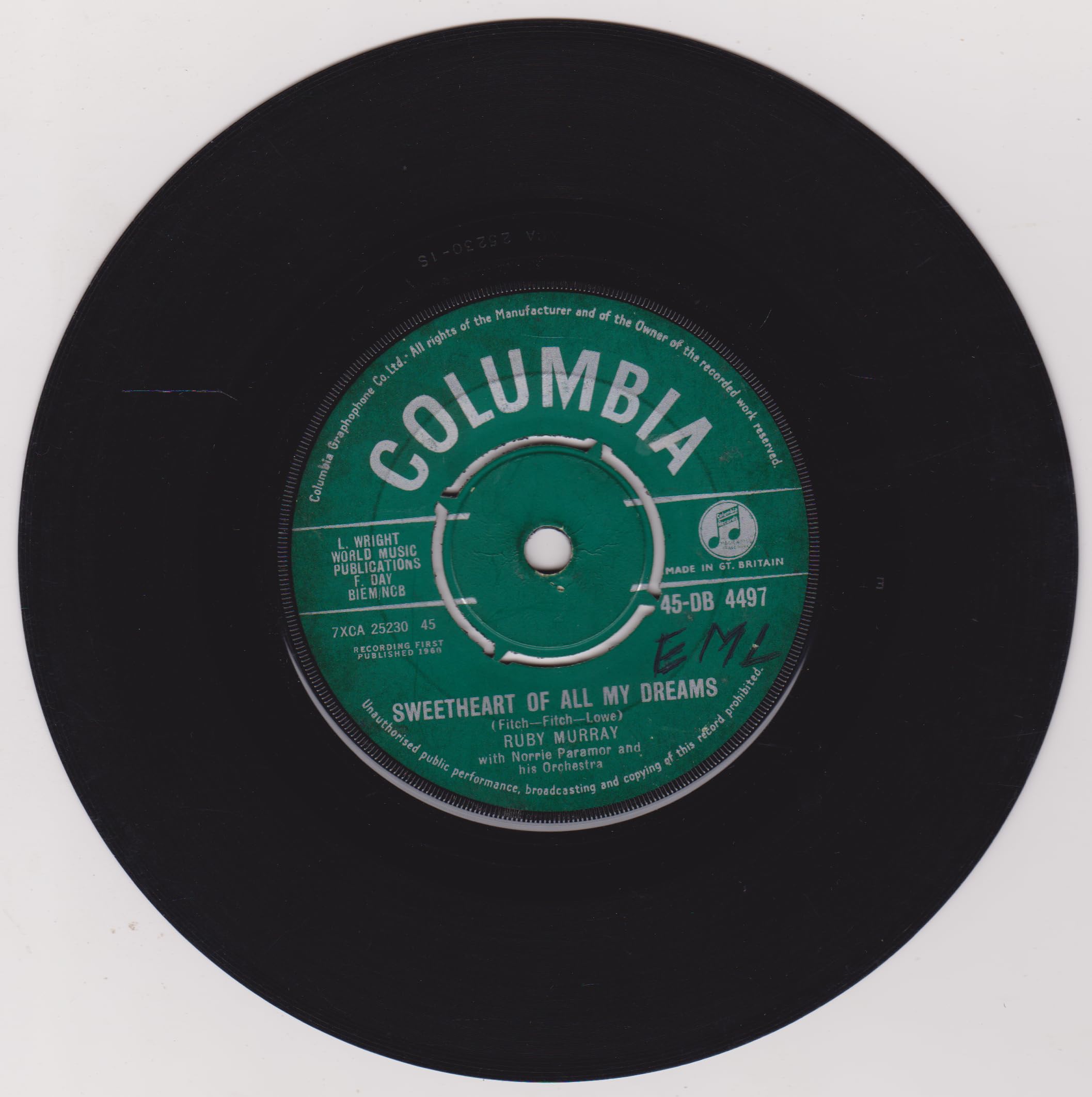 Ruby Murray - My Little Corner Of The World (Colombia 1960) 7" vinyl single VG/-