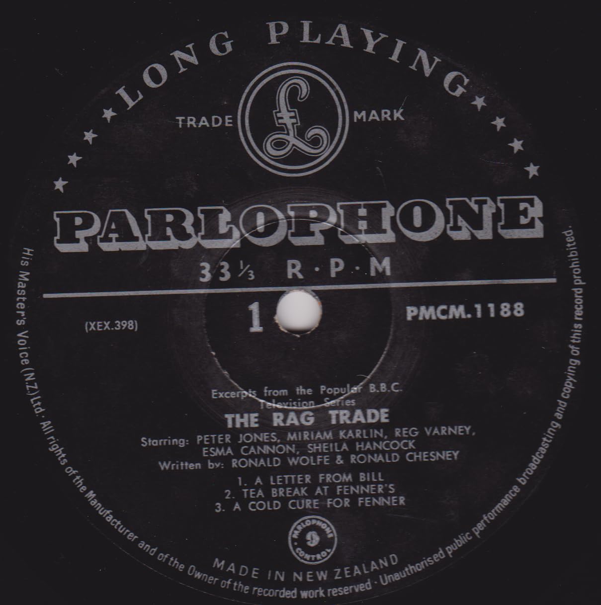 Peter Jones, Miriam Karlin, Reg Varney, Esma Cannon, Sheila Hancock – The Rag Trade (Parlophone 1962) 12" vinyl LP  VG/VG