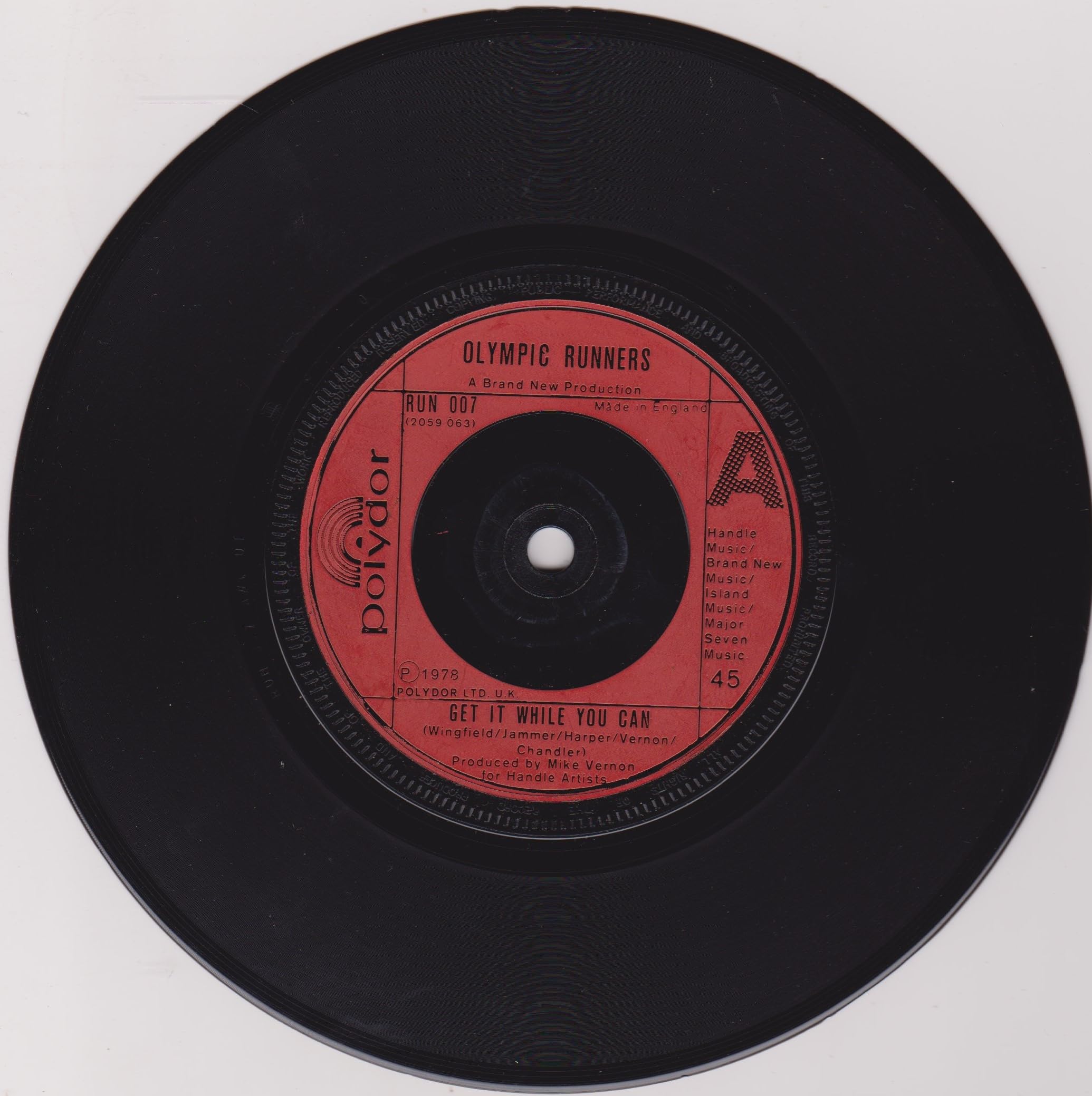 Olympic Runners ‎– Get It While You Can (Polydor 1978) 7" vinyl single VG/VG