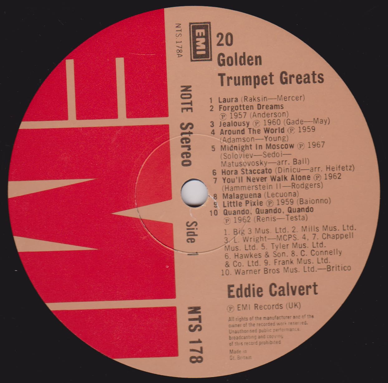 Eddie Calvert - 20 Golden Trumpet Greats (EMI 1979) 12" vinyl LP VG/VG