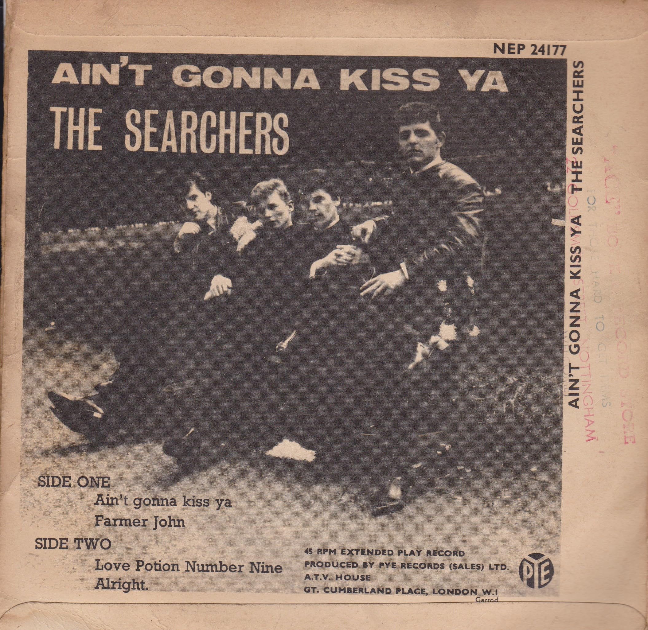 The Searchers ‎– Ain't Gonna Kiss Ya (Pye 1963) 7" vinyl EP VG/VG