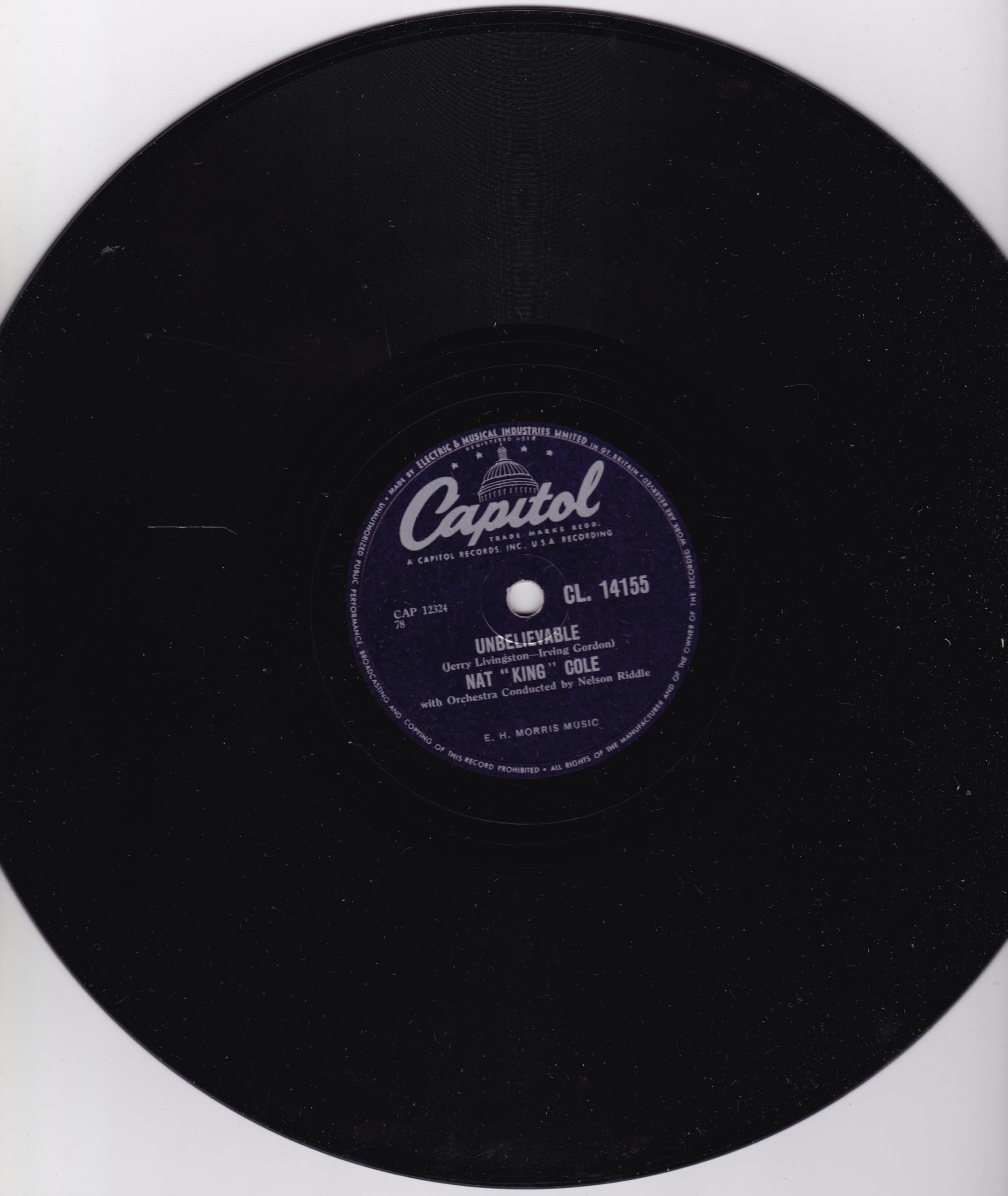 Nat "King" Cole ‎– Hajji Baba (Capitol 1954) 10" 78RPM shellac single VG/-