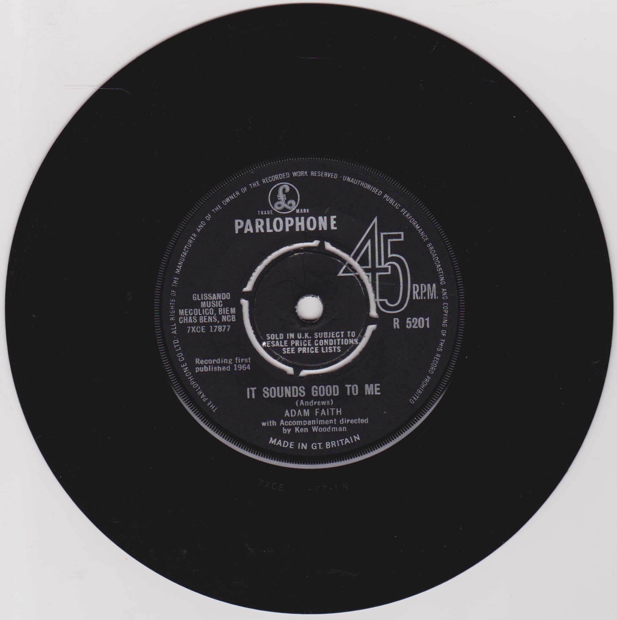 Adam Faith ‎– A Message To Martha (Kentucky Bluebird) (Parlophone 1964) 7" vinyl single VG/-