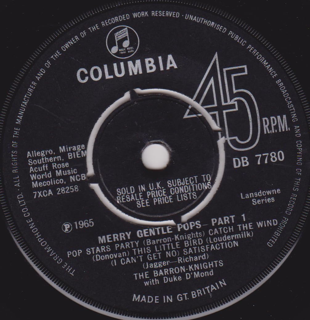 The Barron Knights With Duke D'Mond – Merry Gentle Pops (Colombia 1965) 7" vinyl single VG/-