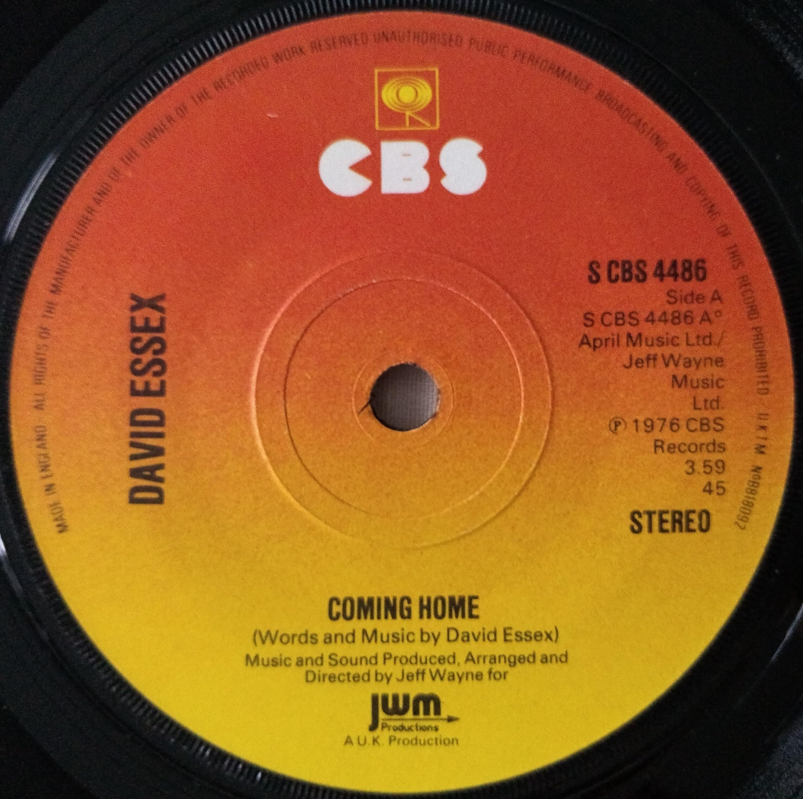 David Essex – Coming Home (CBS 1976) 7" vinyl single VG/-