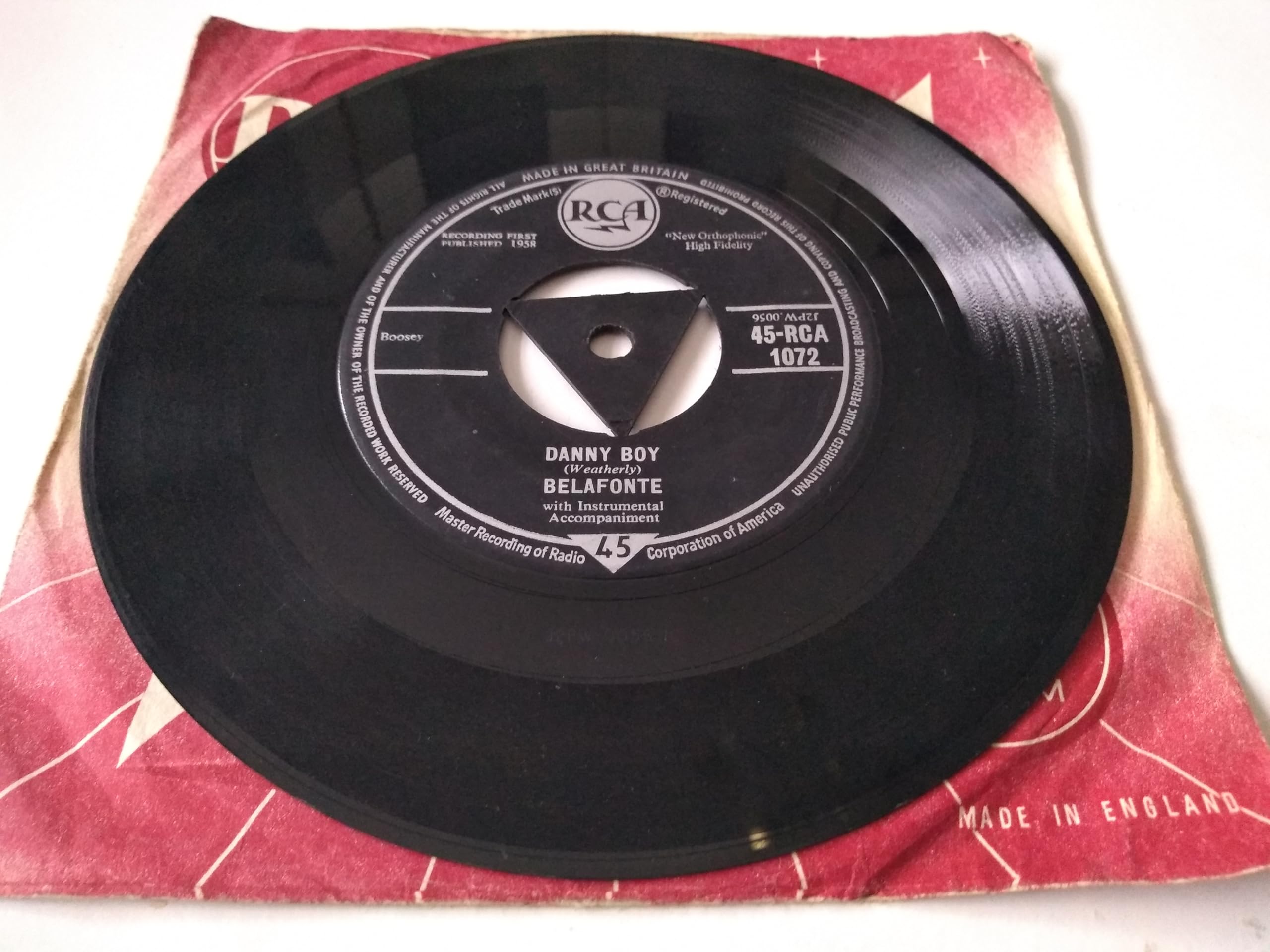 Harry Belafonte - Little Bernadette (RCA 1958) 7" vinyl single VG/VG