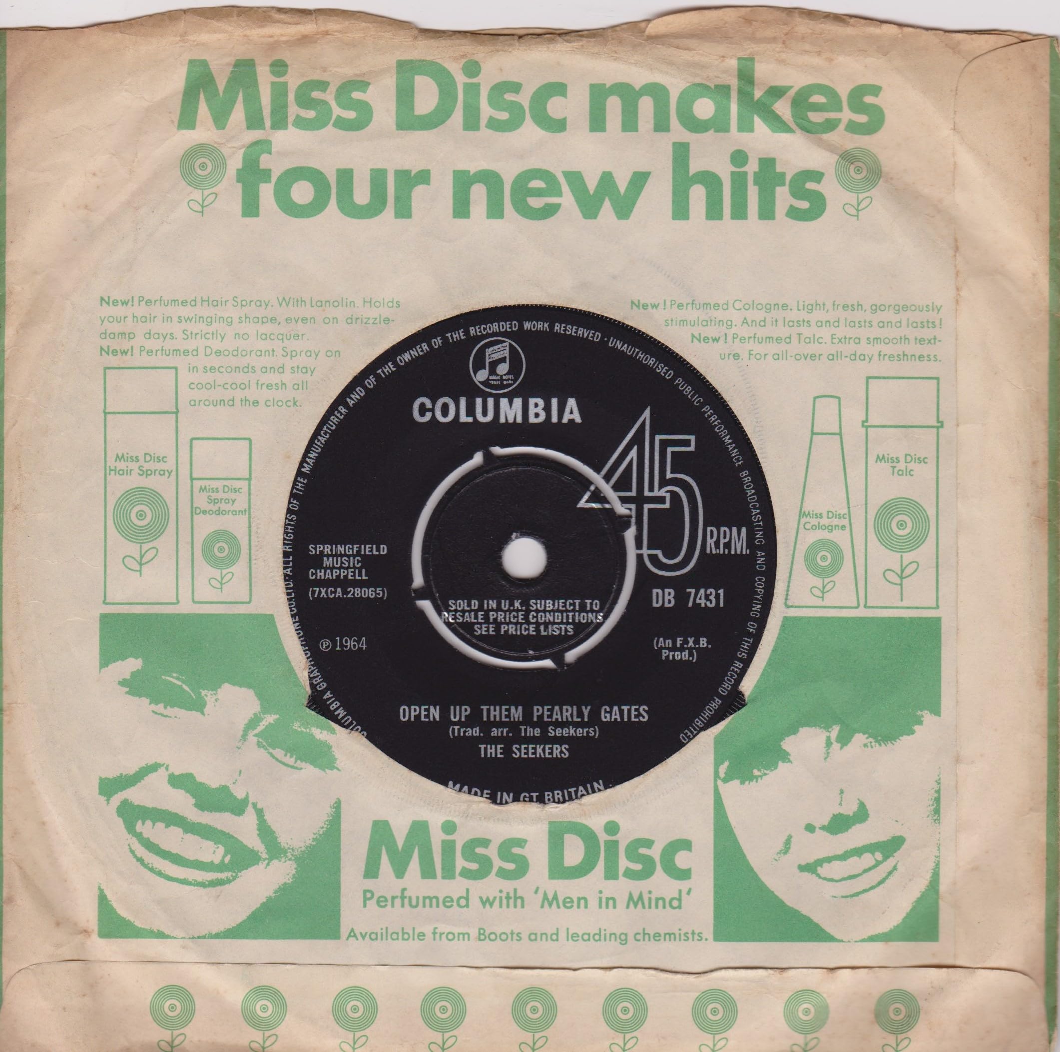 The Seekers - I'll Never Find Another You (Columbia) 7" vinyl single VG/VG