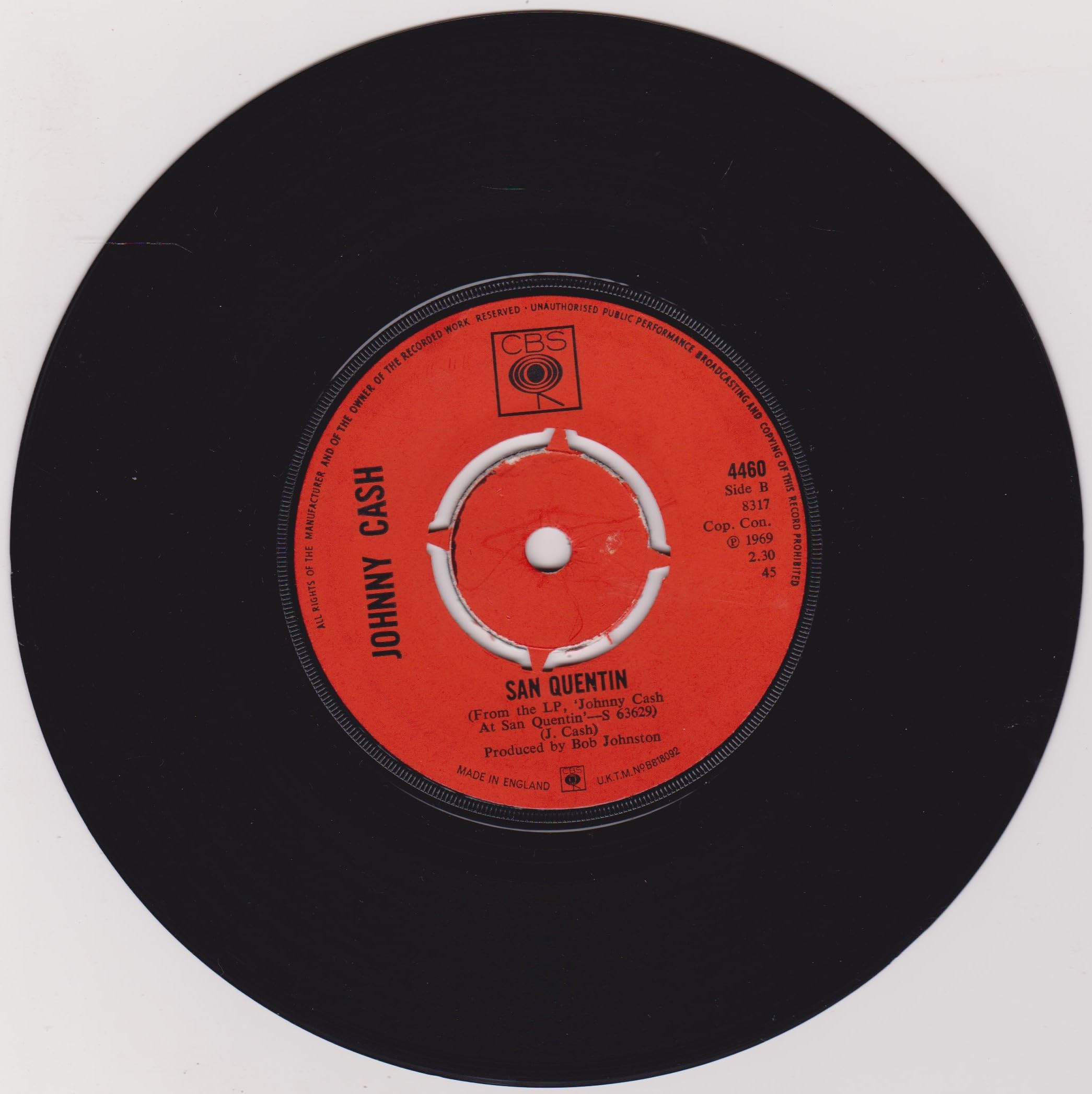 Johnny Cash - A Boy Named Sue (CBS 1959) 7" vinyl single VG/-