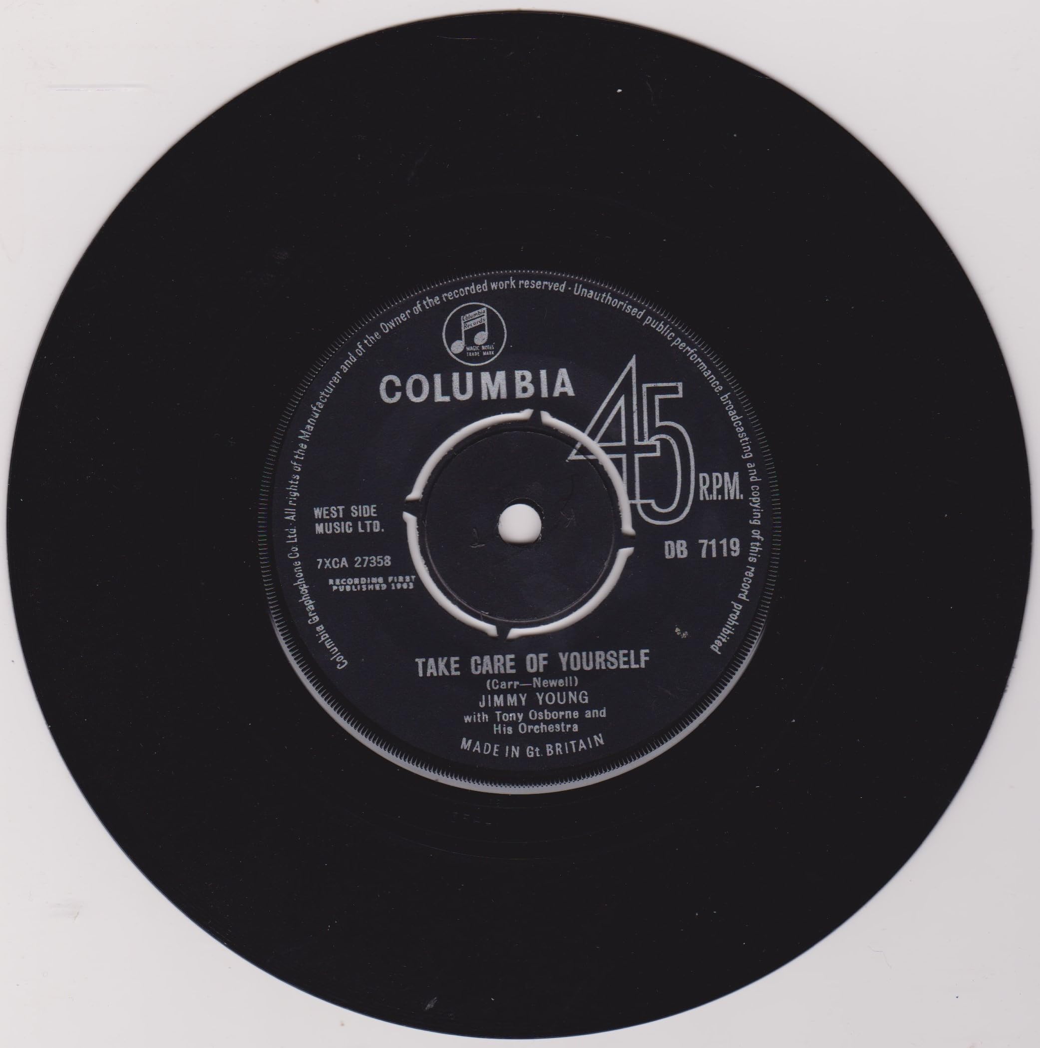 Jimmy Young – Miss You (Columbia 1963) 7'' vinyl single VG/-