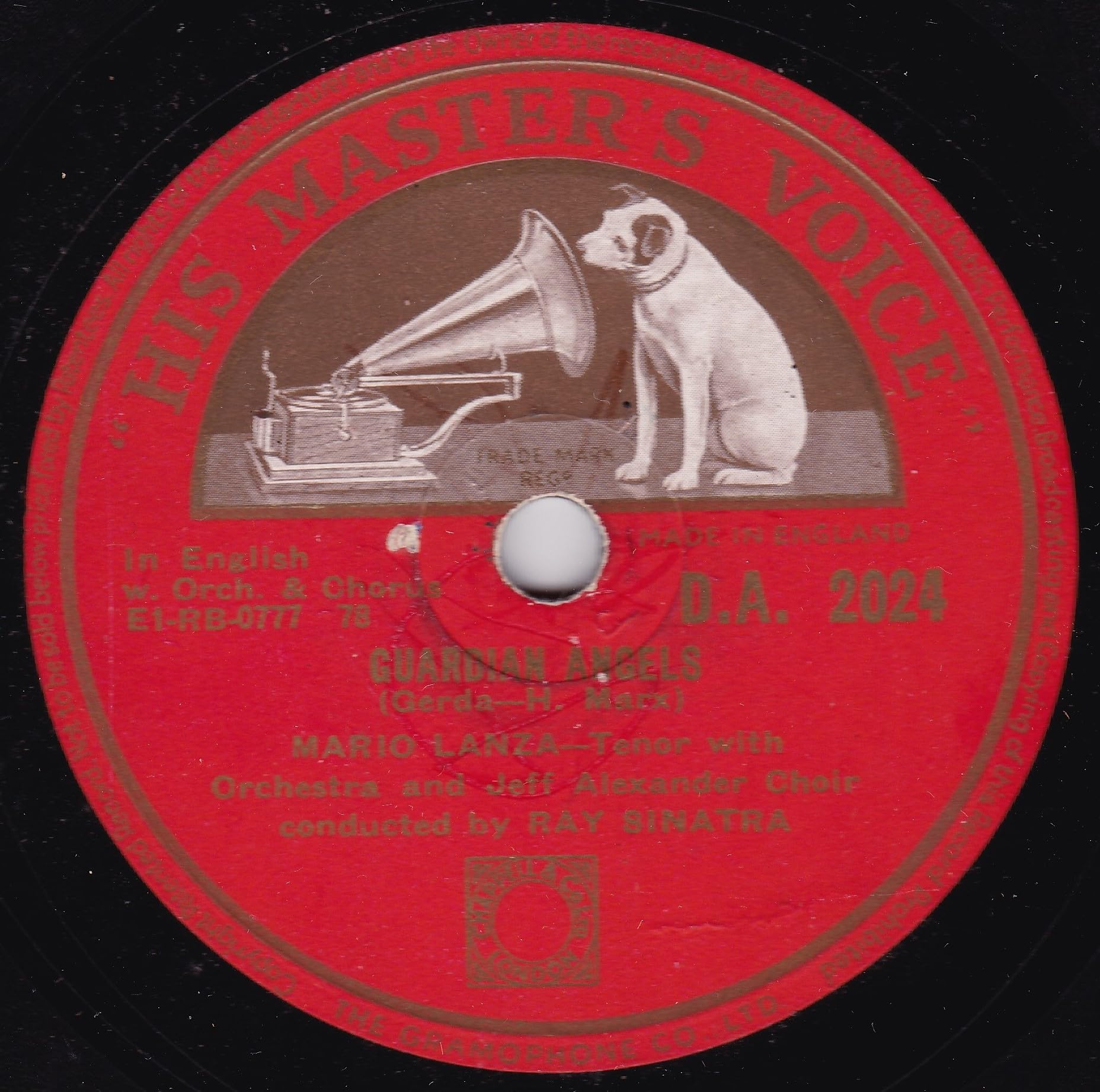 Mario Lanza ‎– The Lord's Prayer (HMV 1952) 10" 78RPM shellac single VG/-