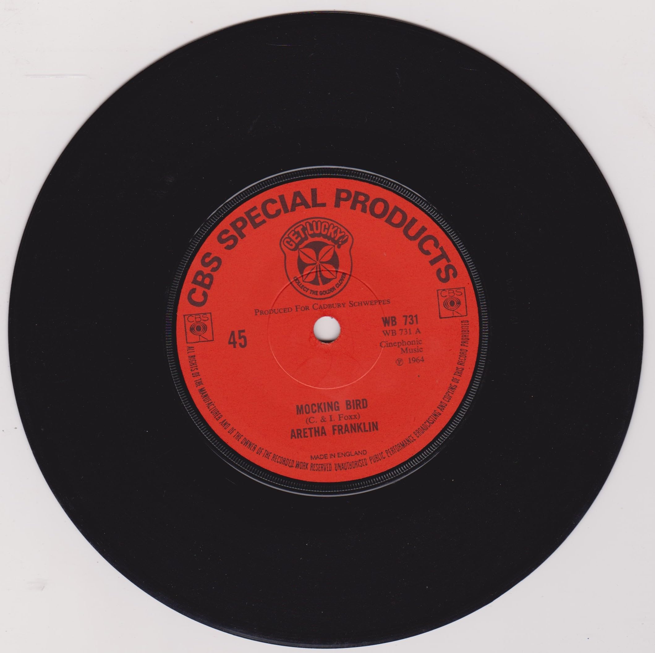 Aretha Franklin / Johnny Mathis ‎– Mocking Bird / Up, Up & Away (CBS) 7" vinyl single VG/-