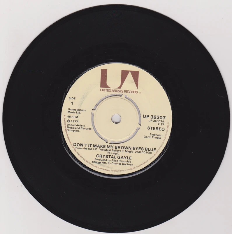 Crystal Gayle - Don't It Make My Brown Eyes Blue (UA 1977) 7" vinyl single VG/-