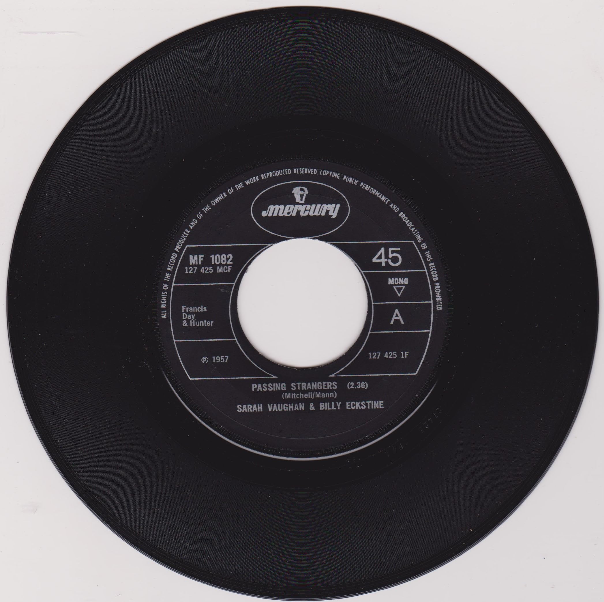 Sarah Vaughan & Billy Eckstine ‎– Passing Strangers (Mercury 1969) 7" vinyl single VG/- jukebox centre