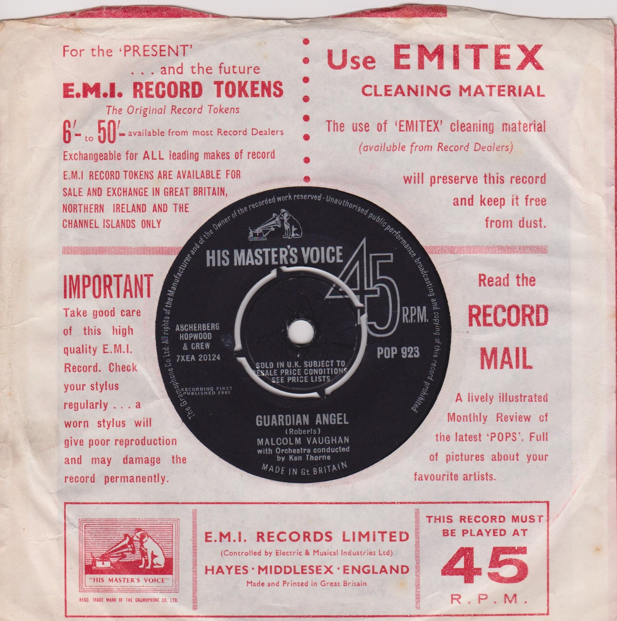 Malcolm Vaughan – The Wedding (HMV) 7" vinyl single VG/VG