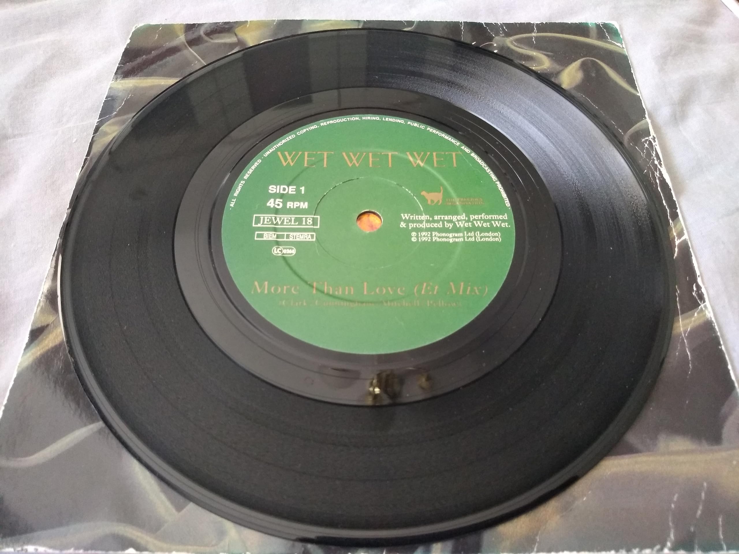 Wet Wet Wet - More Than Love (The Precious Organisation 1992) 7" vinyl single VG/VG