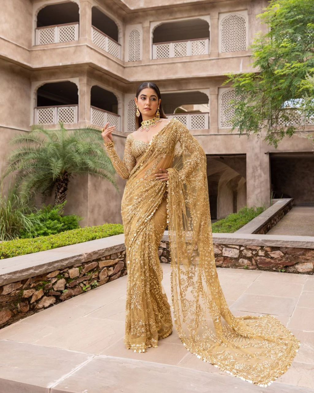 Fancy Multy & Sequence Work Saree | Heavy Nylon Butterfly Net Saree with Sequence Lace Border