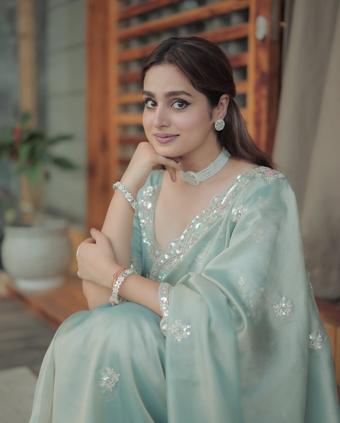 Thankar BT-1289 Mint Green Heavy Embroidery C-Pallu Saree