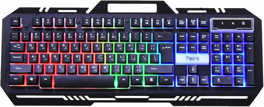 Point PT-80 Standard Wired Gaming keyboard Containing ColorFul Light With Feel More Comfortable And Easy to Use For Multi Devices - Black