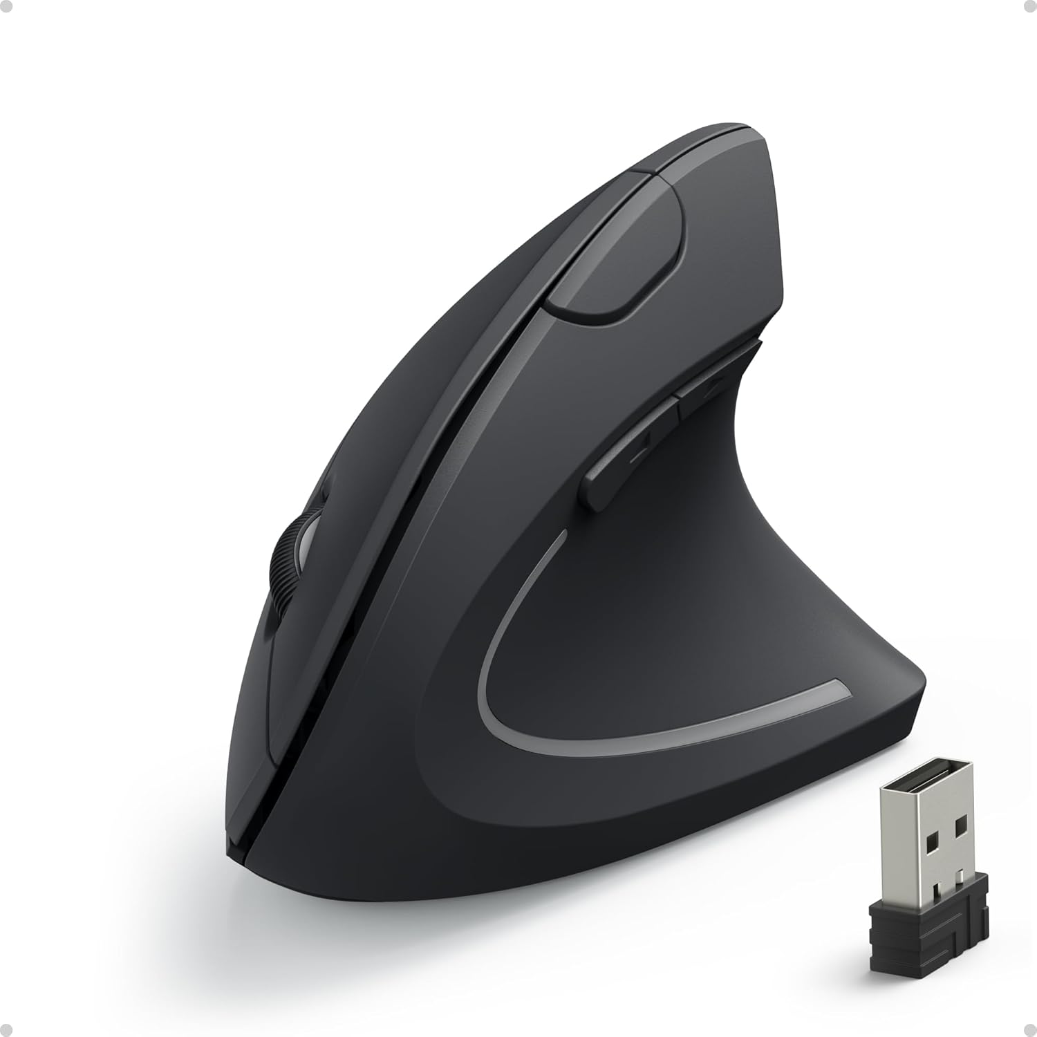 Anker AK-UBA 2.4G Wireless Vertical Ergonomic Optical Mouse, 800/1200 /1600 DPI, 5 Buttons for Laptop