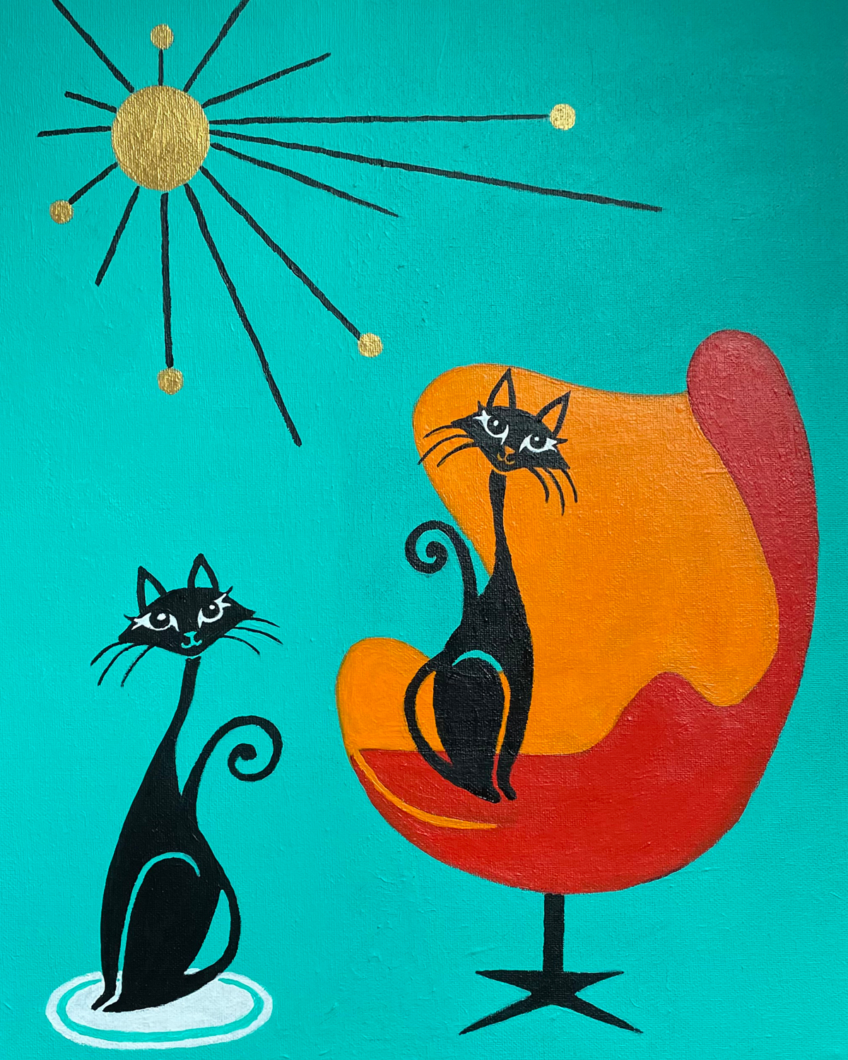 Mid-century Modern Cat Art