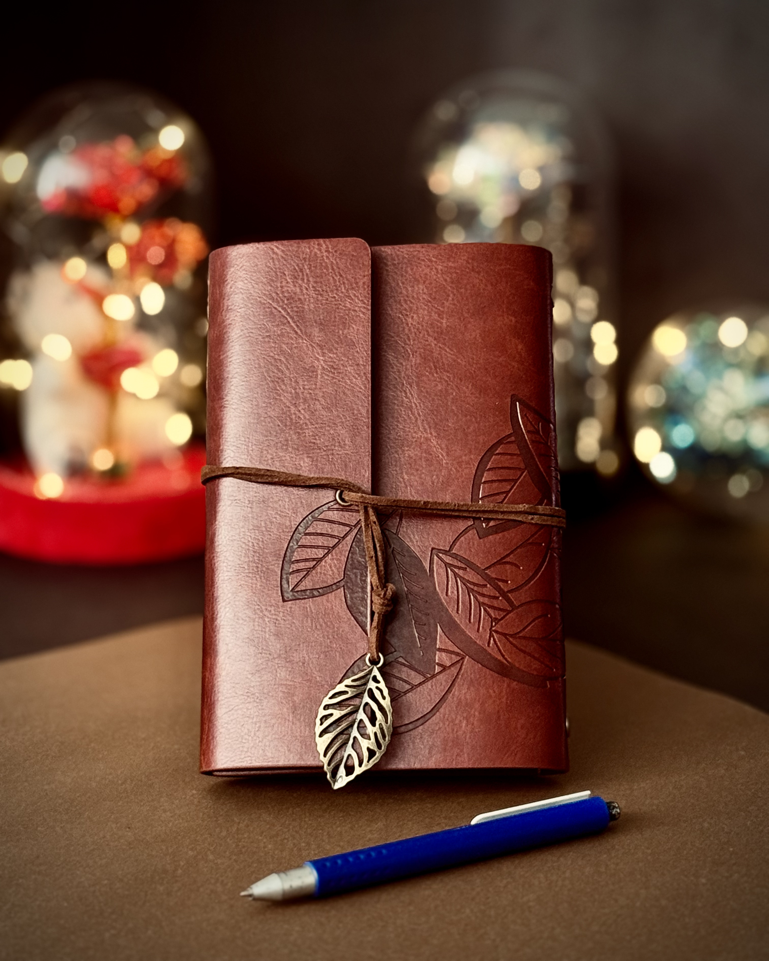 Bordo Renkli Deri Kaplama Defter  