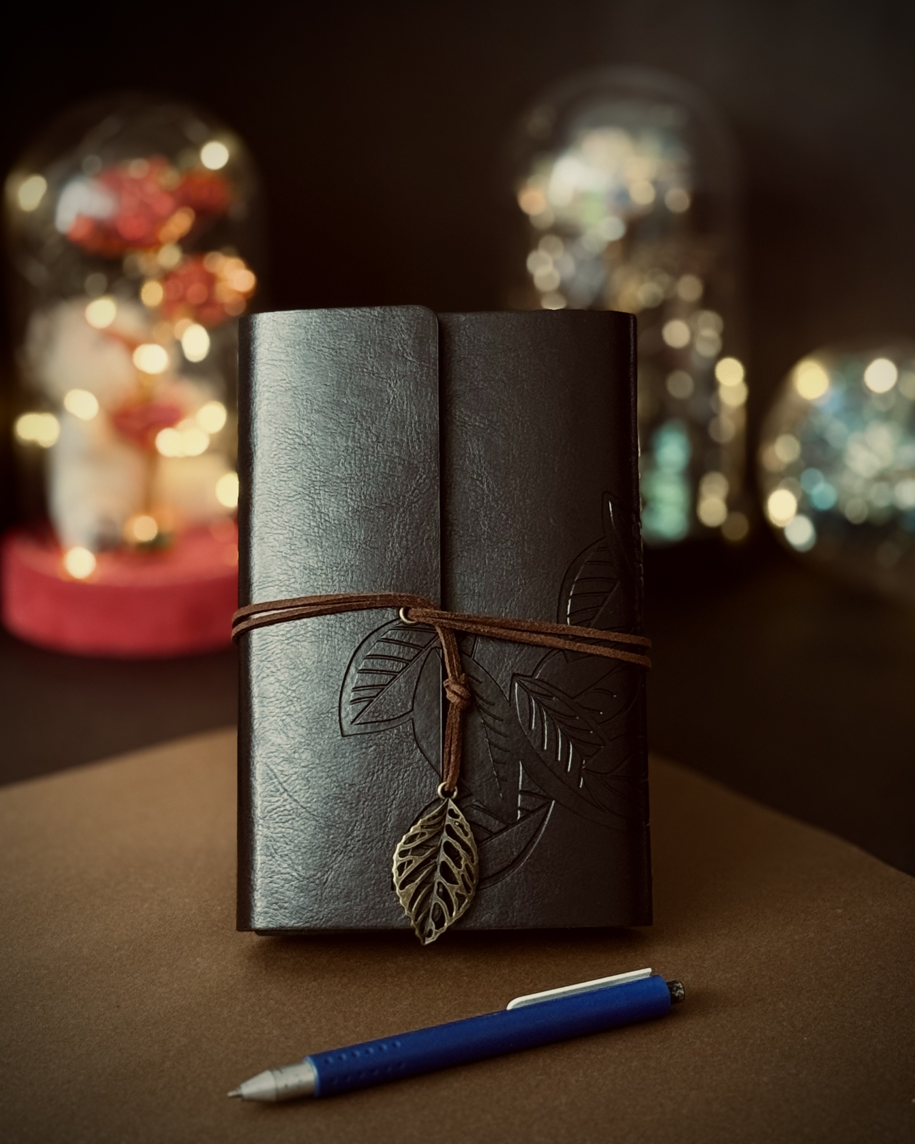 Siyah Renk Deri Kaplama Defter