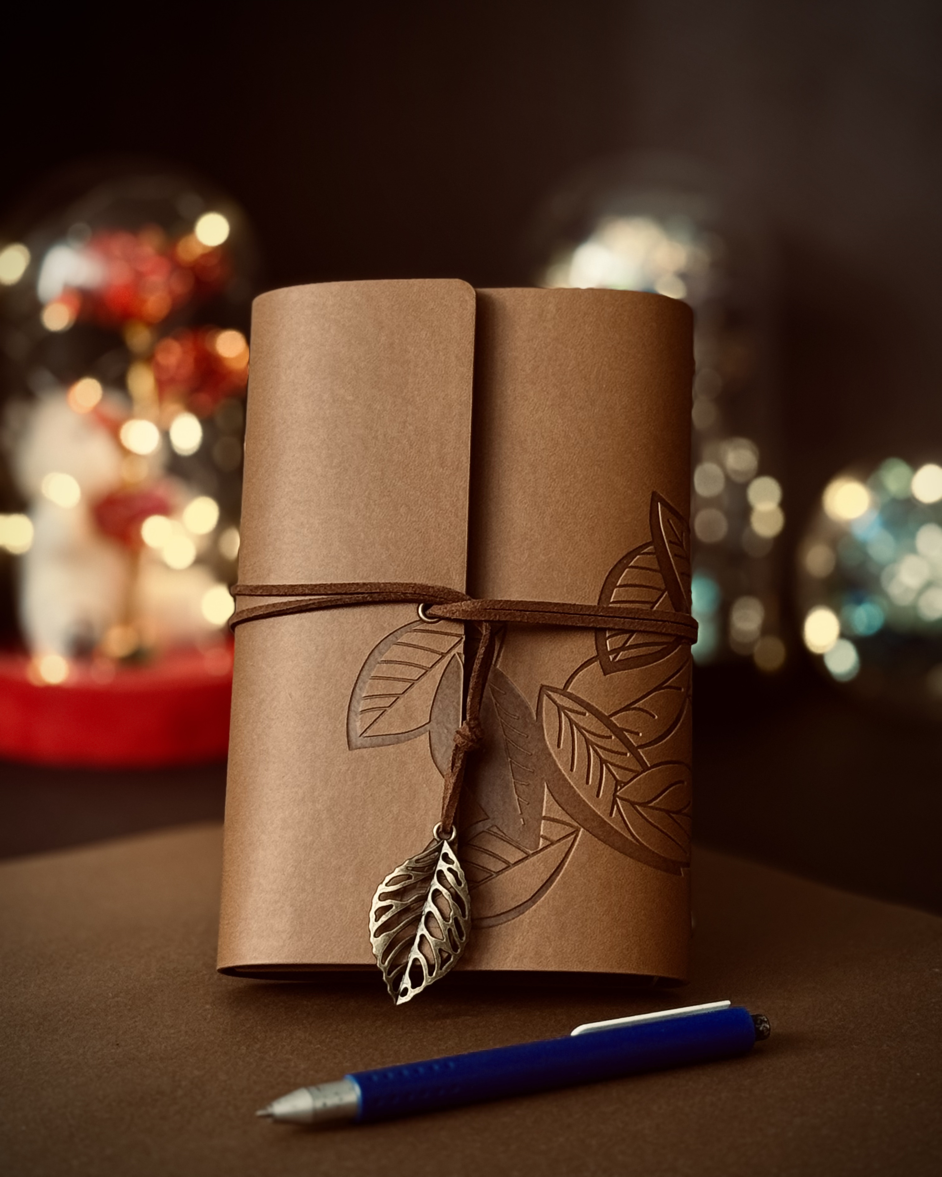 Haki Renk Deri Kaplama Defter