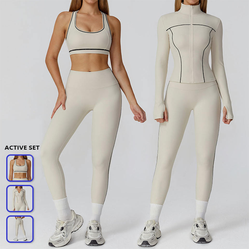 Ensemble de sport femme – Legging taille haute + brassière confort