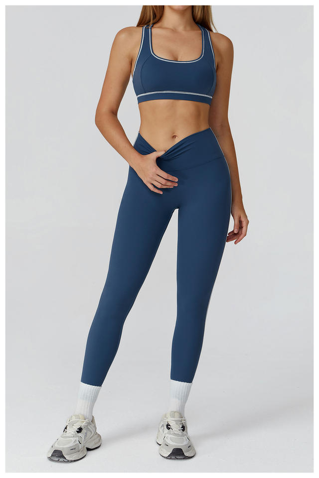 Ensemble de sport femme – Legging taille haute + brassière confort