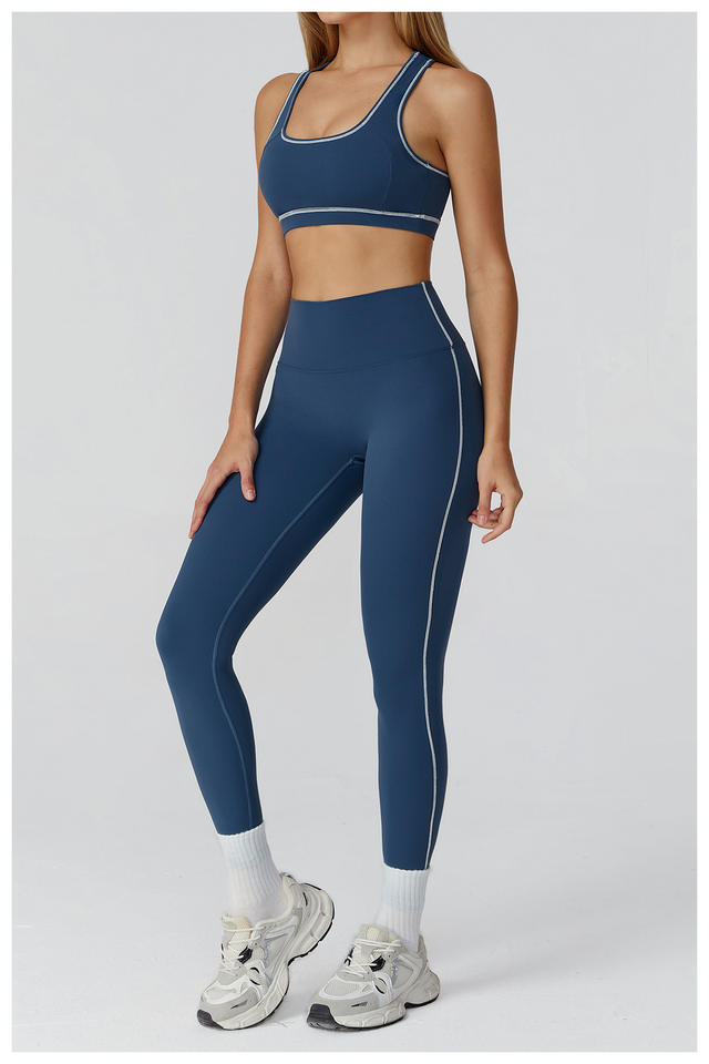 Ensemble de sport femme – Legging taille haute + brassière confort