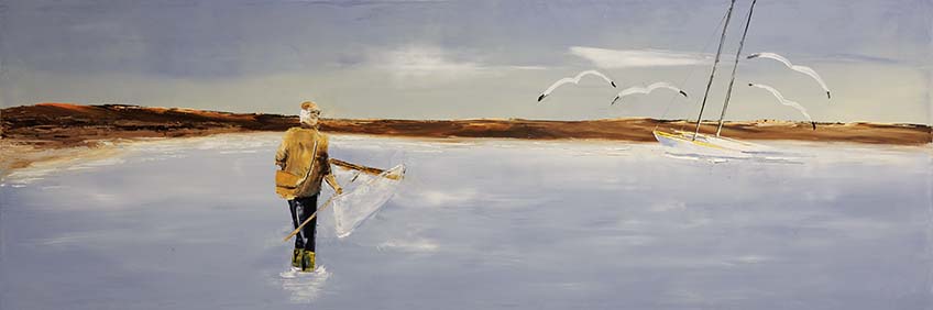 Pêcheur de crevettes quelque part ! (dimensions 90x30)