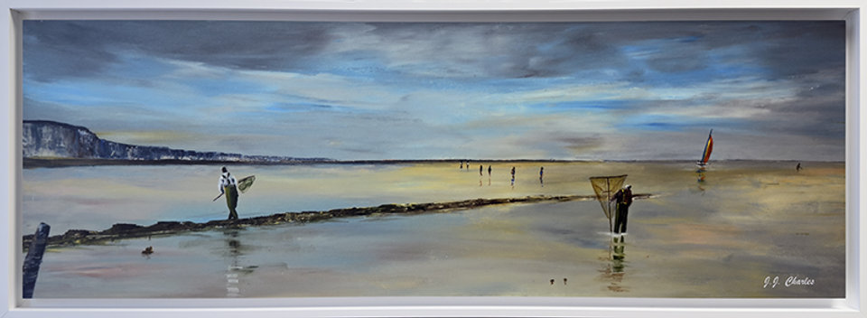 Pêcheurs de crevettes à Quiberville (90x30)