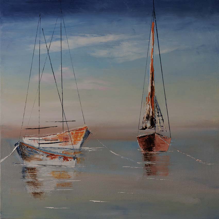 En rade III  par mer calme (dimensions 40x40)