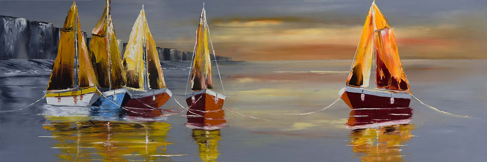 Voiliers en rade devant Dieppe