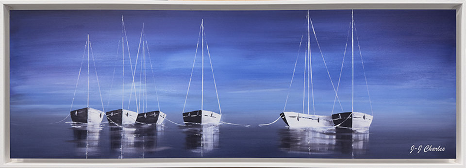 Bateaux "zen" devant chez nous (90x30)