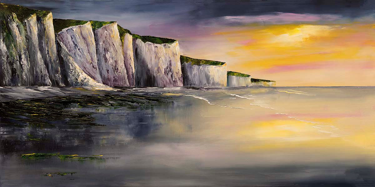 Lumière du soir sur nos falaises (Dimensions 80x40)