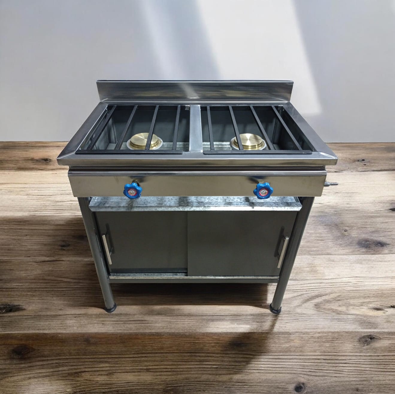 Cocina industrial de 2 quemadores de (bronce) con mueble - mixta.