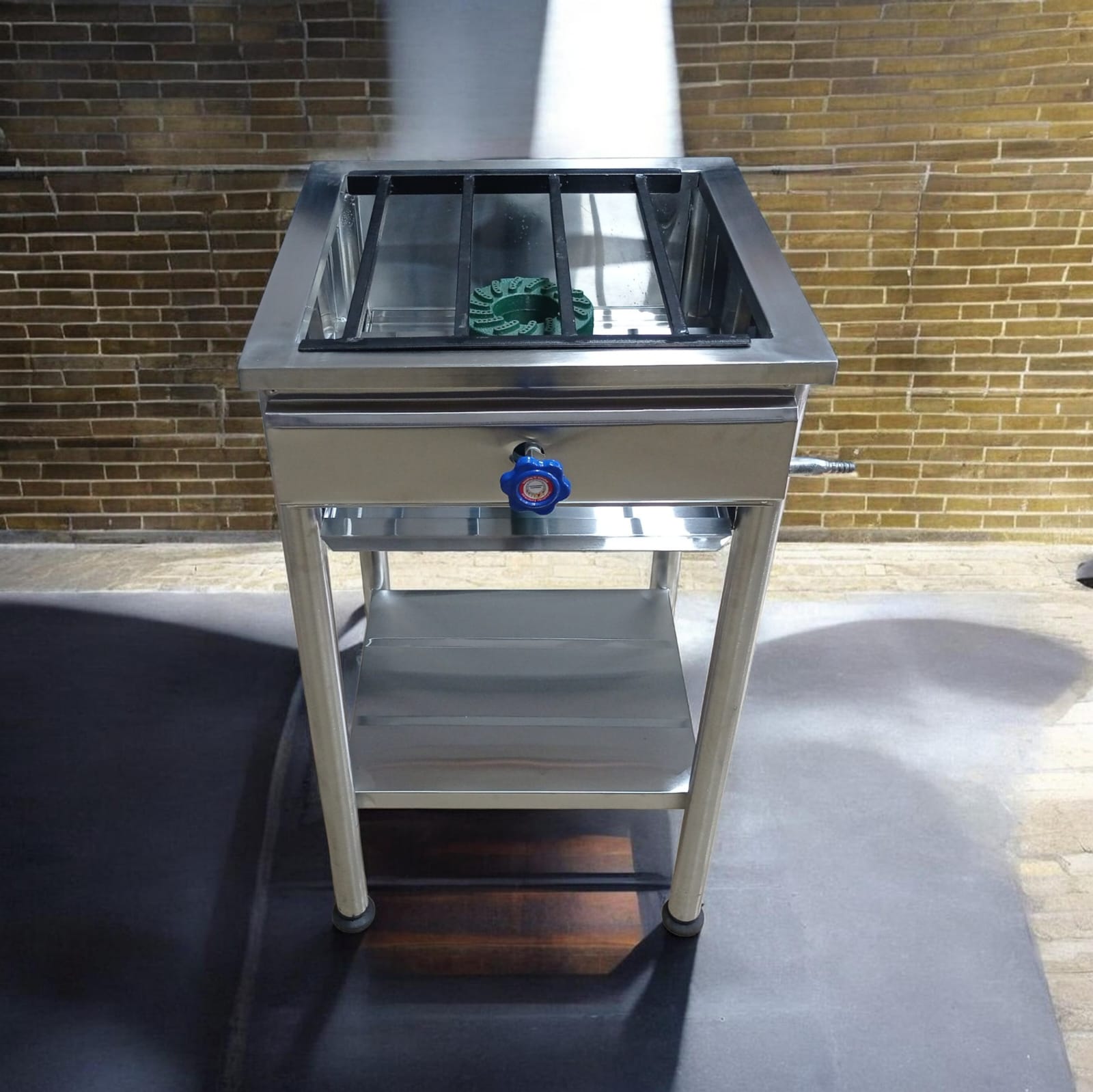 Cocina industrial de 1 quemador (hierro fundido)- acero inoxidable