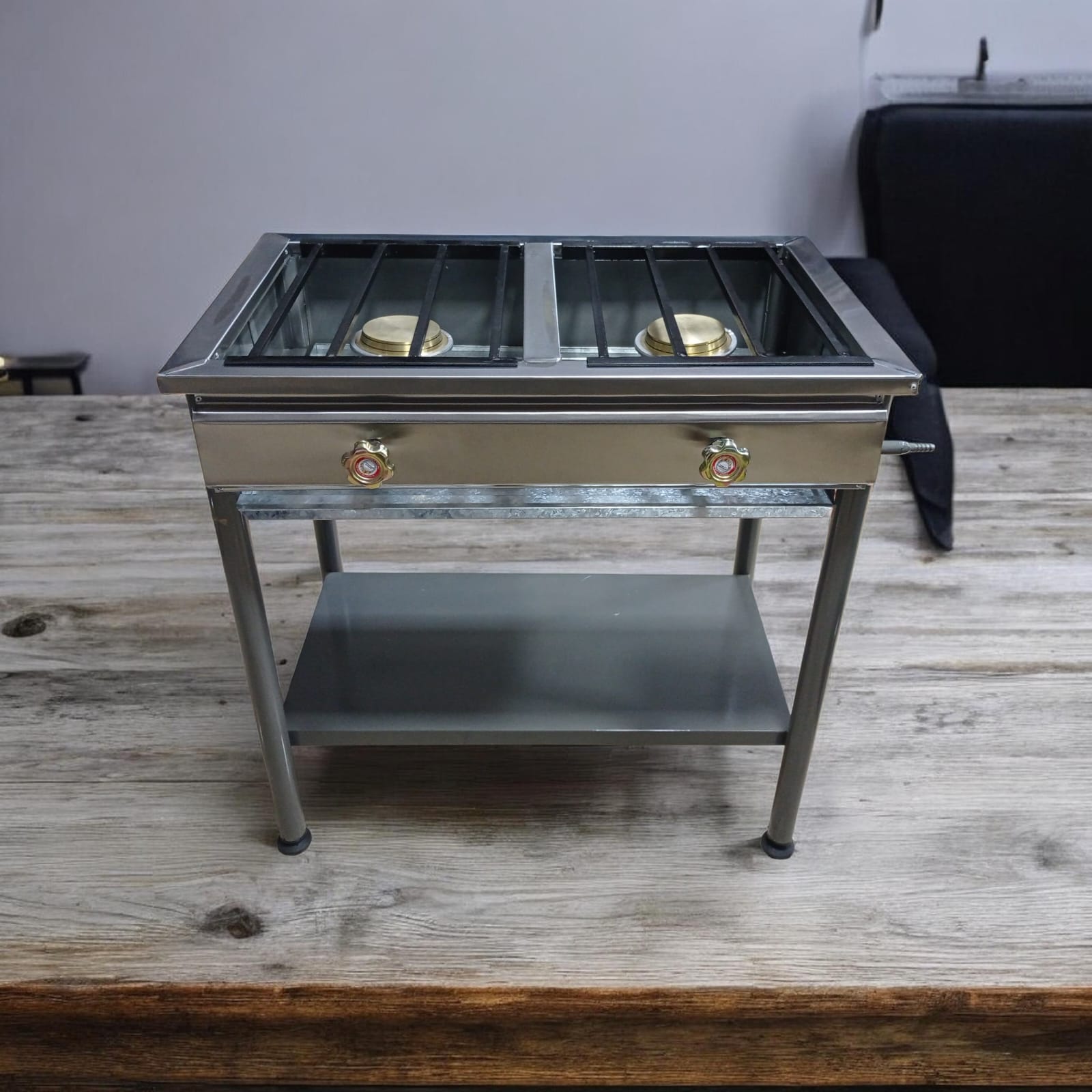 Cocina industrial de 2 quemadores de (bronce) - mixta